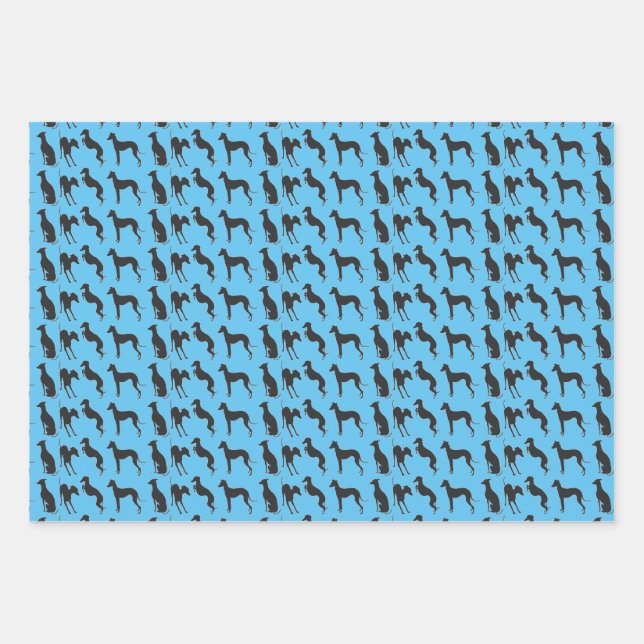 Italian Greyhound Silhouettes Wrapping Paper Sheets (Front)