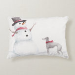 Italian Greyhound /Snowman Dog Art Pillow