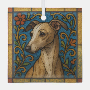 Italian Greyhound "Stained Glass"  Glass Ornament