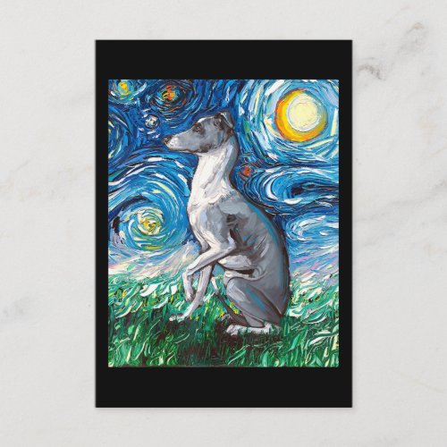 Italian Greyhound Starry Night Whippet Dog Art Enclosure Card