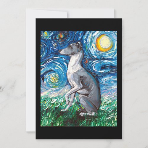 Italian Greyhound Starry Night Whippet Dog Art Holiday Card