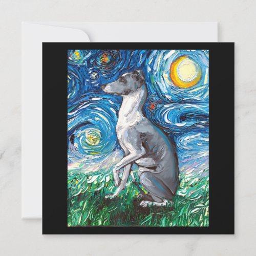 Italian Greyhound Starry Night Whippet Dog Art Invitation