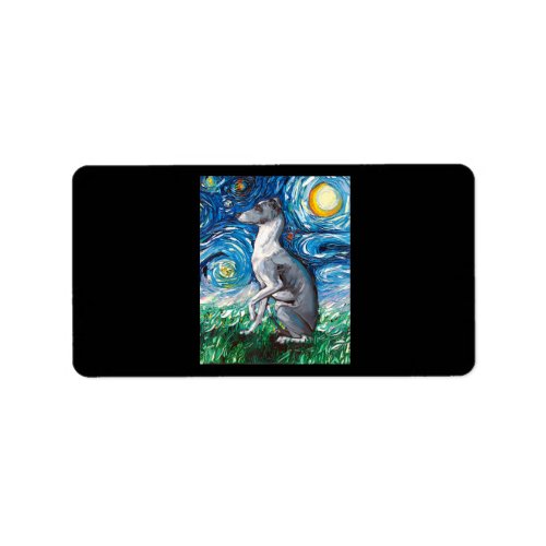 Italian Greyhound Starry Night Whippet Dog Art Label