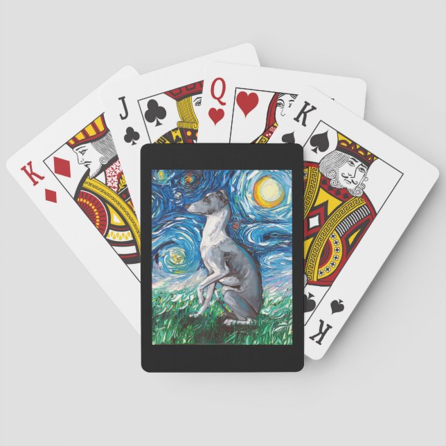 Italian Greyhound Starry Night Whippet Dog Art Poker Cards (Back)
