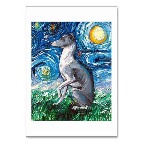 Italian Greyhound Starry Night Whippet Dog Art Table Number