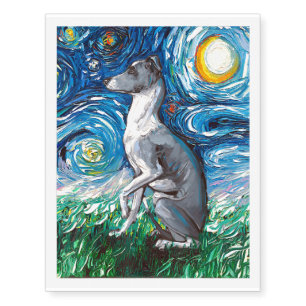 Italian Greyhound Starry Night Whippet Dog Art Temporary Tattoos