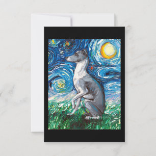 Italian Greyhound Starry Night Whippet Dog Art Thank You Card