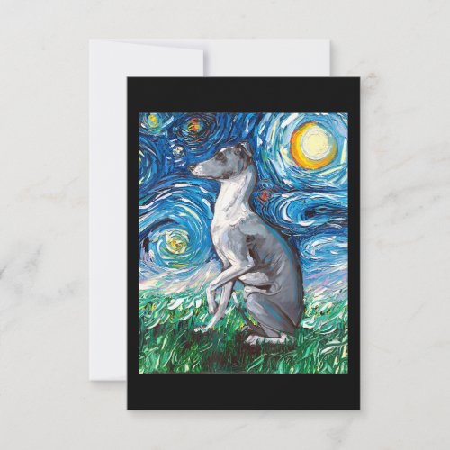 Italian Greyhound Starry Night Whippet Dog Art Thank You Card