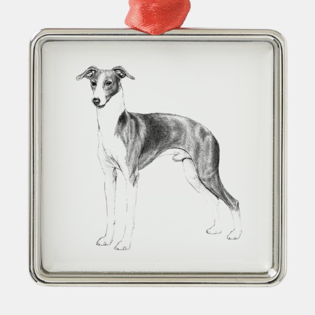 Italian Greyhound Style Metal Ornament (Front)