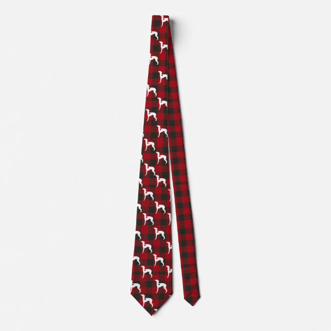 Italian Greyhound Tie, Buffalo Check Neck Tie (Front)