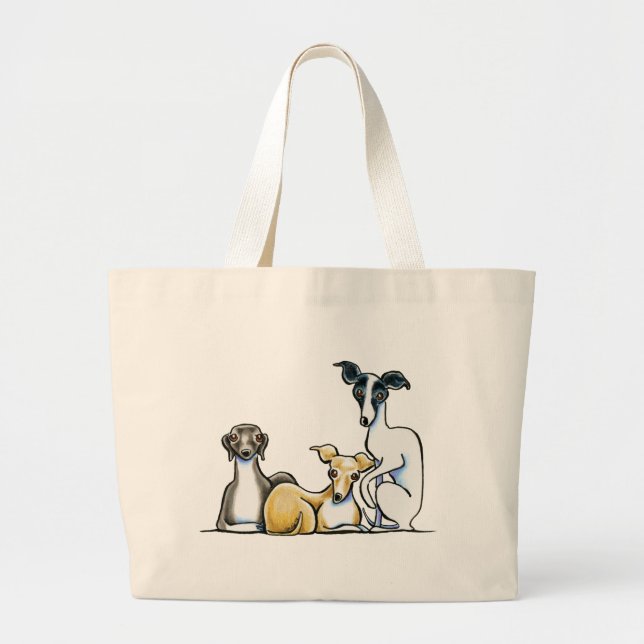 Italian Greyhound Trio Large Tote Bag (Front)