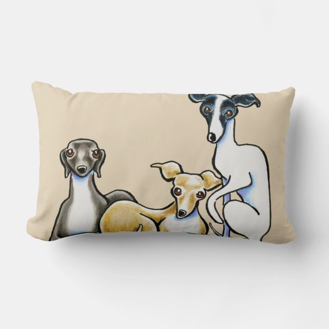 Italian Greyhound Trio Lumbar Pillow (Front)