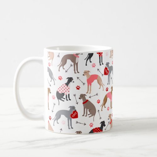 Italian Greyhound Valentine Pattern Coffee Mug