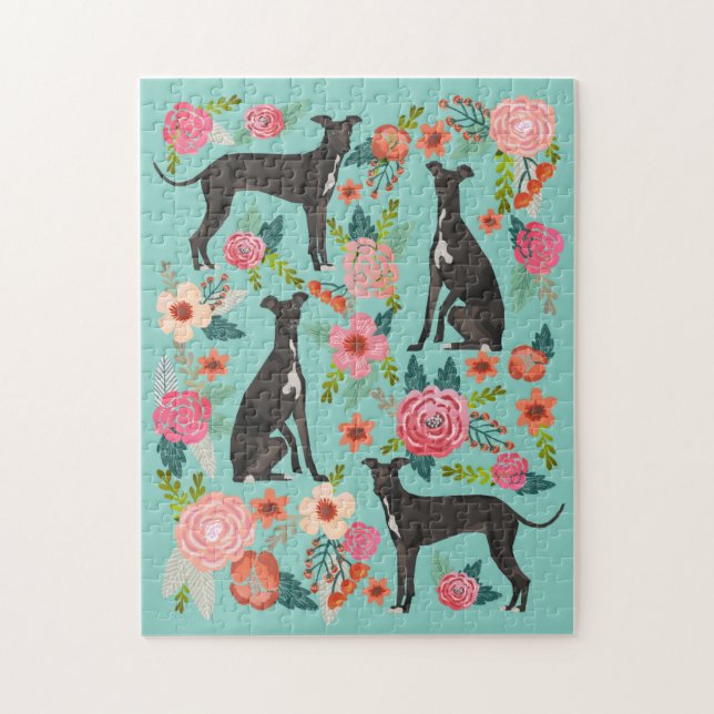 Italian Greyhound Vintage Florals Jigsaw Puzzle (Vertical)