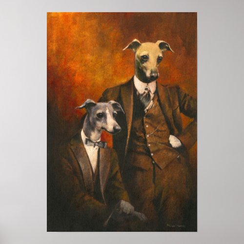 Italian Greyhound Vintage Gentlemen Poster