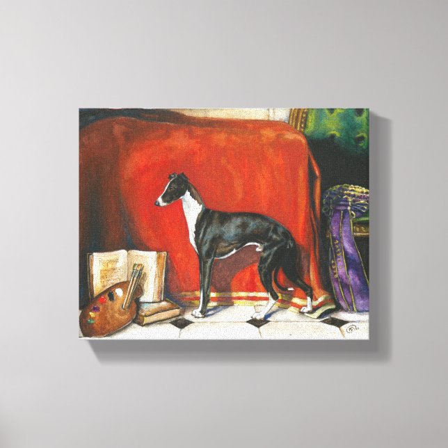 Italian Greyhound Watercolor Painting Canvas Print (Front)