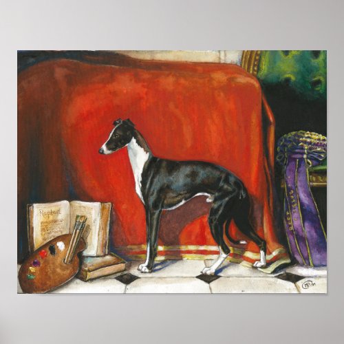 Italian Greyhound Watercolor Painting Poster