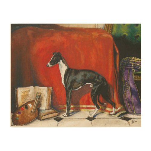 Italian Greyhound Watercolor Painting Wood Wall Art
