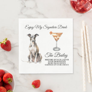 Italian Greyhound Wedding Signature Drink Napkins