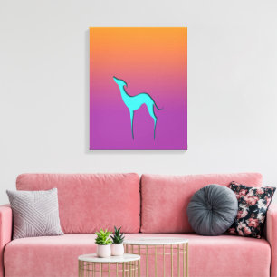 Italian Greyhound Whippet blue silhouette Ombre Canvas Print