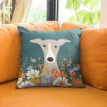 Italian Greyhound Whippet Cute Dog Floral Throw Pillow<br><div class="desc">An original throw pillow for Greyhound dog lovers. Cute drawing of a Greyhoud,  Italian Greyound or Whippet in a beautiful garden of flowers. This decorative pillow will add some fun and whimsy to your living space. Makes an adorable gift!</div>