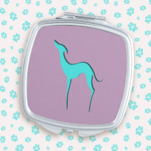 Italian Greyhound Whippet dog Blue Silhouette Cute Vanity Mirror