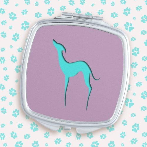 Italian Greyhound Whippet dog Blue Silhouette Cute Vanity Mirror