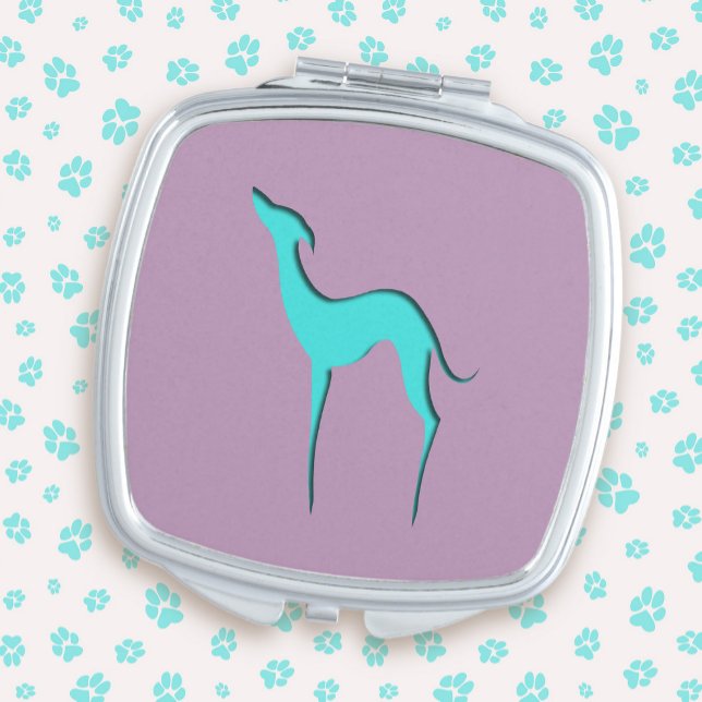 Italian Greyhound Whippet dog Blue Silhouette Cute Vanity Mirror (Creator Uploaded)