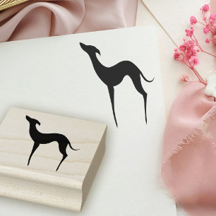 Italian Greyhound Whippet Dog Elegant Silhouette Rubber Stamp
