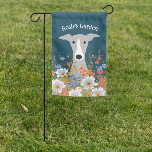 Italian Greyhound Whippet Dog Floral Garden Flag