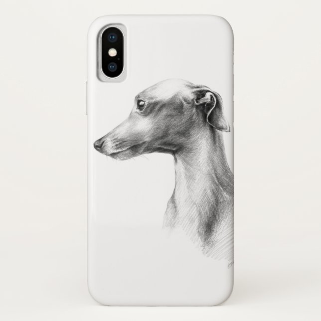 Italian Greyhound Whippet dog portrait drawing art Case-Mate iPhone Case (Back)