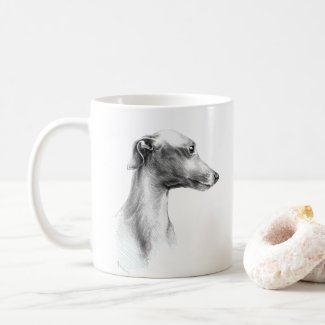 Italian Greyhound Whippet dog portrait drawing art