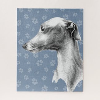 Italian Greyhound Whippet dog portrait drawing art Jigsaw Puzzle