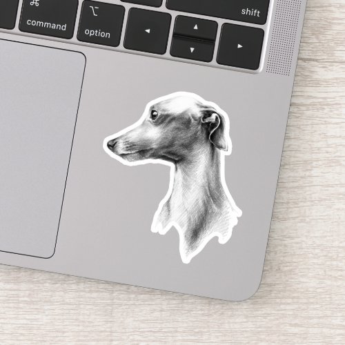 Italian Greyhound Whippet dog portrait drawing art Sticker