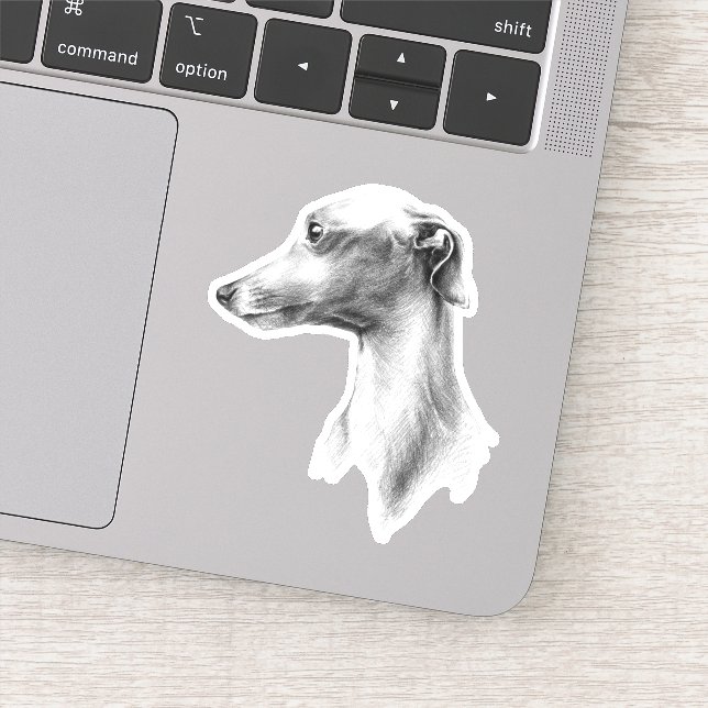 Italian Greyhound Whippet dog portrait drawing art Sticker (Detail)