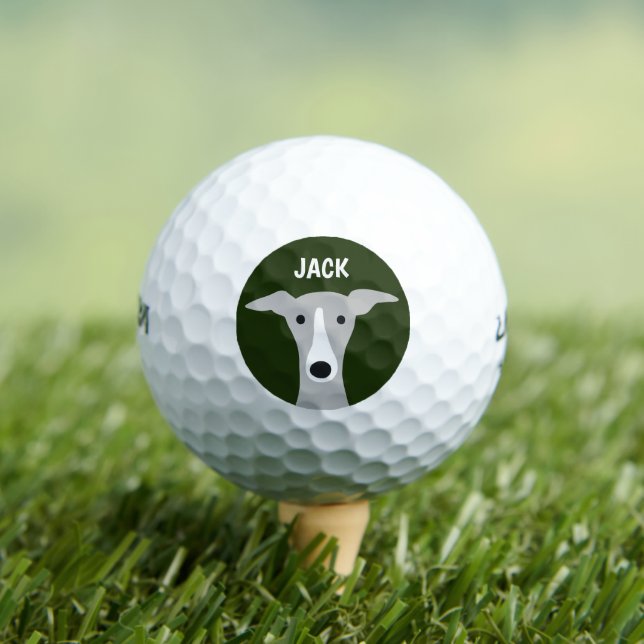 Italian Greyhound Whippet Dog with Custom Name Golf Balls (Insitu Tee)