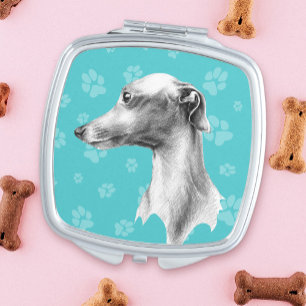 Italian Greyhound Whippet Elegant Dog Portrait Art Compact Mirror