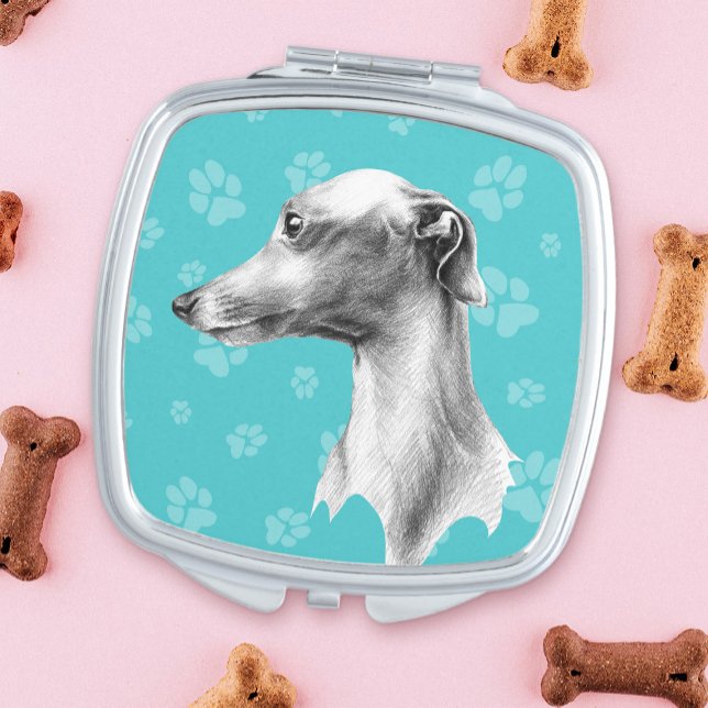 Italian Greyhound Whippet Elegant Dog Portrait Art Compact Mirror (Creator Uploaded)