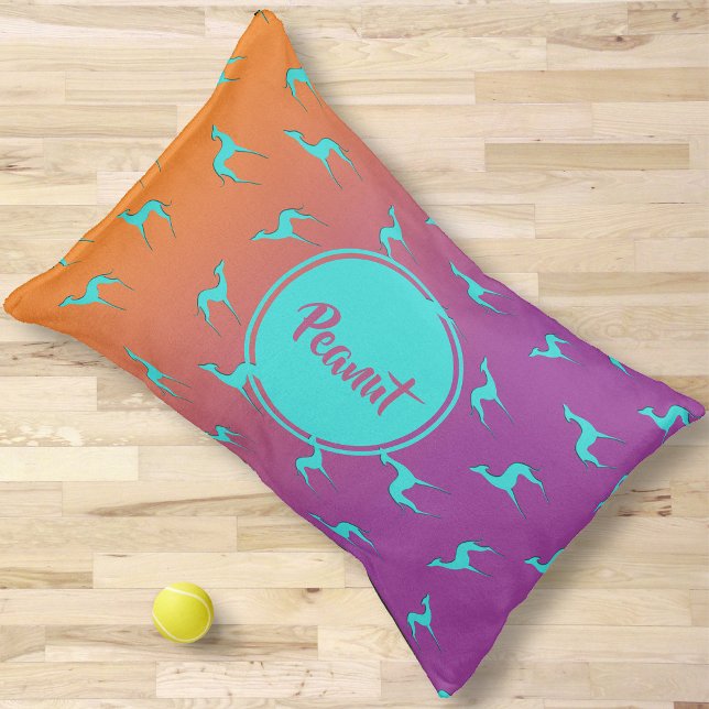 Italian Greyhound Whippet silhouette pattern Name Pet Bed (Creator Uploaded)