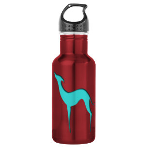 Italian greyhound Whippet turquoise silhouette Stainless Steel Water Bottle
