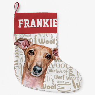 Italian Greyhound Woof Print Christmas Stocking