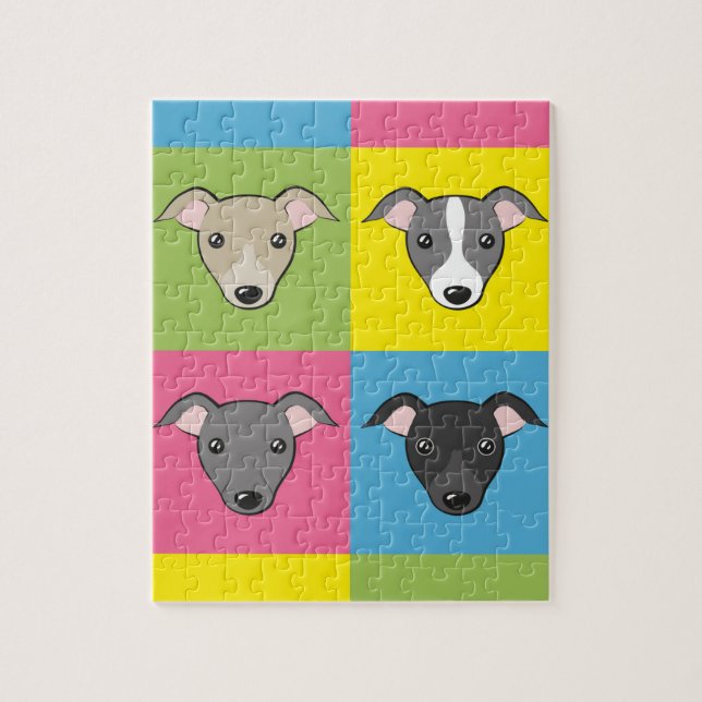 Italian Greyhounds Cute Cartoon Colorful Pop art Jigsaw Puzzle (Vertical)