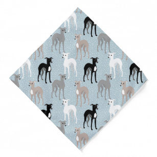 Italian Greyhounds Mid-Century Modern Blue Pattern Bandana