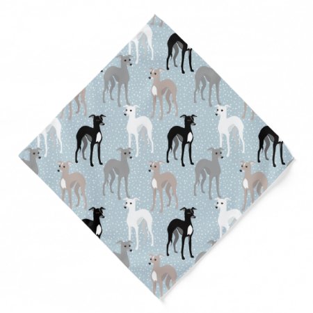 Italian Greyhounds Mid-century Modern Blue Pattern Bandana