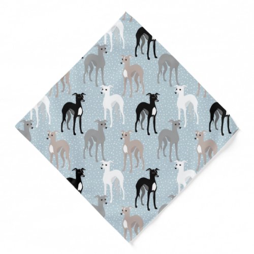 Italian Greyhounds Mid_Century Modern Blue Pattern Bandana