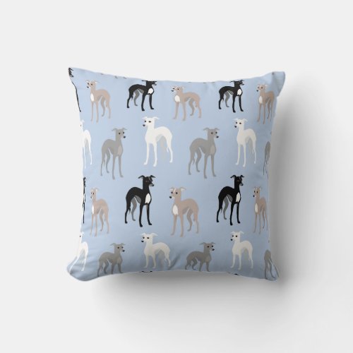 Italian Greyhounds or Whippets Modern Aqua Accent  Throw Pillow