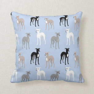 Italian Greyhounds or Whippets Modern Aqua Accent Throw Pillow