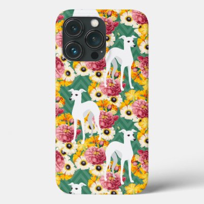 Italian Greyhounds or Whippets with Flowers iPhone 13 Pro Case