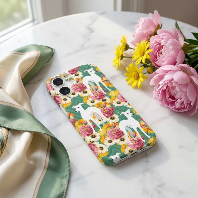 Italian Greyhounds or Whippets with Flowers Case-Mate iPhone Case (Creator Uploaded)