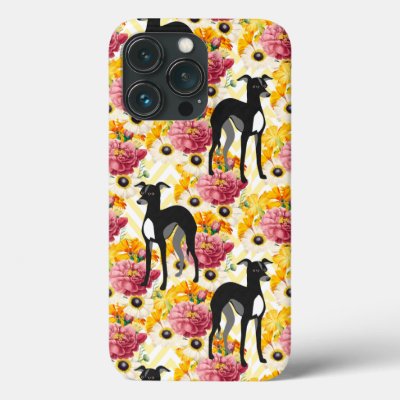 Italian Greyhounds or Whippets with Flowers iPhone 13 Pro Case